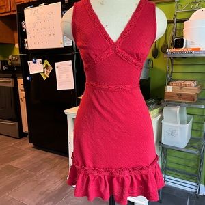 Red v neck dress